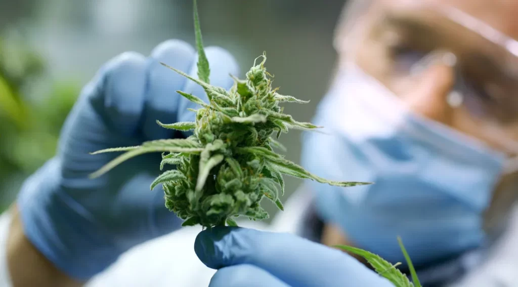 scientist with weed